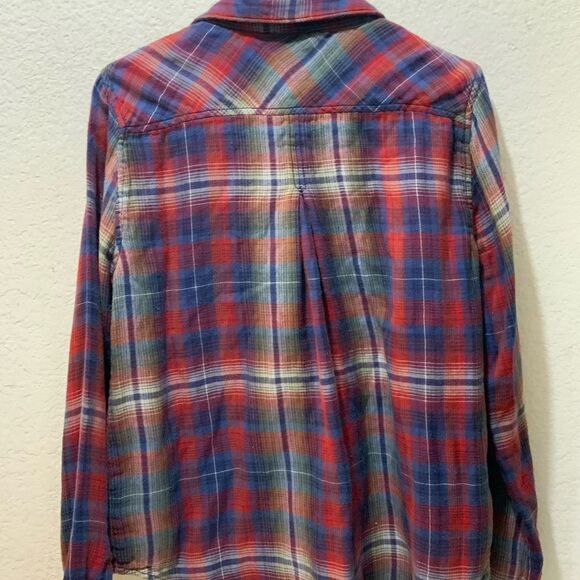 DYLAN Long Sleeve Red Black White Plaid Flannel Shirt Ultra Soft Women's Size M - Picture 2 of 6